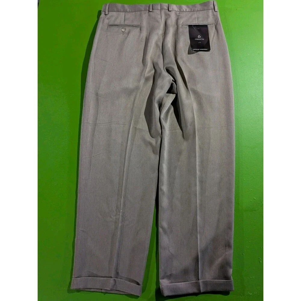 Claiborne Men's Dress Pants 40x32 NWT Beige Microfiber Corded NEW